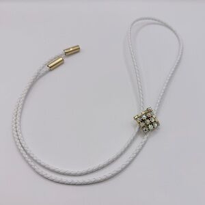 Vintage White and Gold Braided Bolo Tie